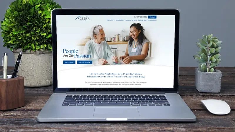 Arciera Home Care website home page